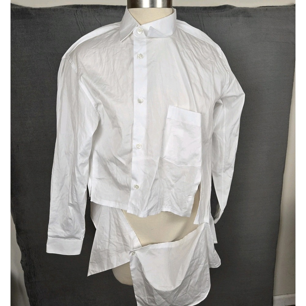 Comme des Garcons Shirt Womens Medium Deconstructed Asymmetric Cotton Button Up - Picture 2 of 7